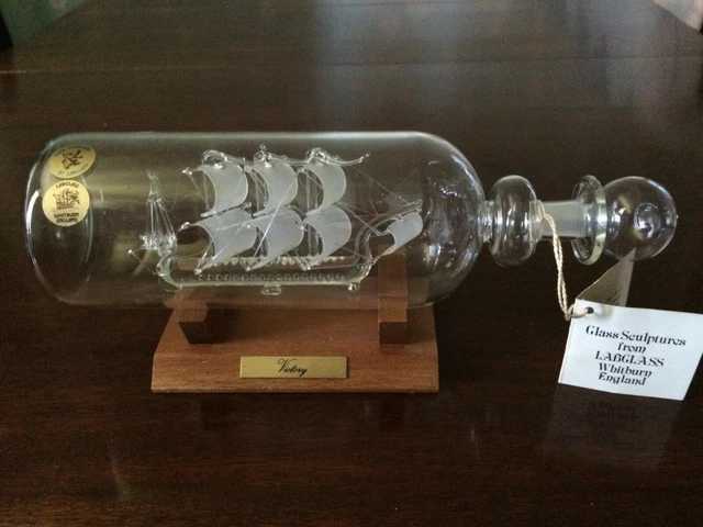 HMS VICTORY HANDMADE Glass Ship In A Bottle Made By Labglass 18 71 
