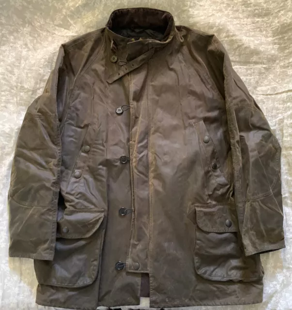 Mens Barbour Dark Green Waxed Cotton Jacket, size XL