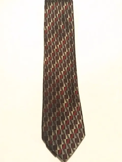 Van Heusen Red Silver Checkered Tie Stain Resistant