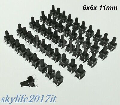 Arduino 50pz Mini Micro PULSANTE 6X6X6mm INTERRUTTORE SWITCH TATTILE 4 PIN Arduino 