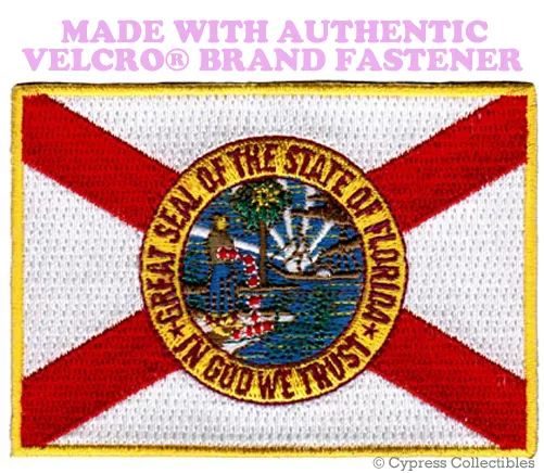 FLORIDA STATE FLAG PATCH EMBROIDERED SYMBOL APPLIQUE w/ VELCRO® Brand Fastener