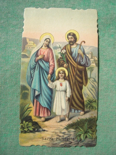 Santino Originale Fustellato E Policromo Sacra Famiglia Con Maria S. Giuseppe