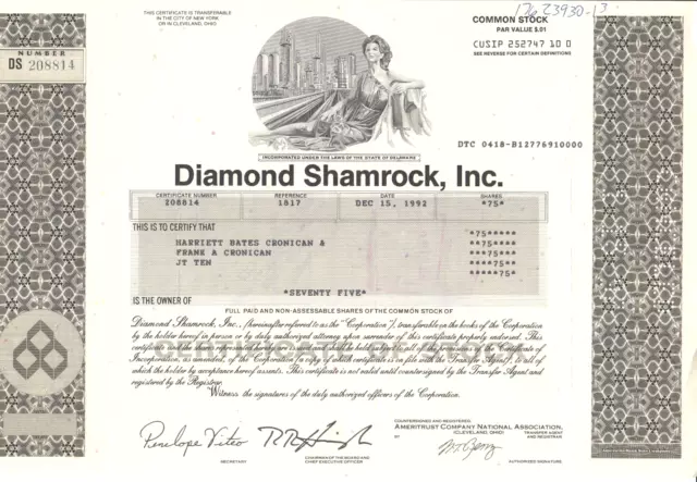 Diamond Shamrock, Inc. -  75 shares - 15. Dezember 1992