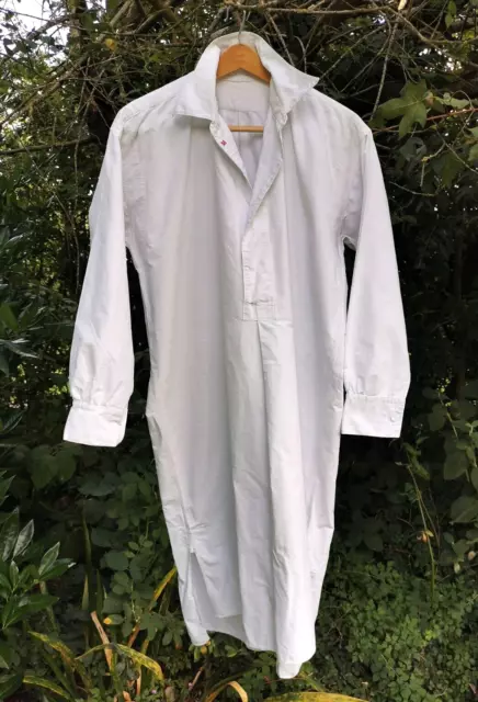 Camicia da notte vintage da uomo bianca spessa cotone manica lunga 5XL