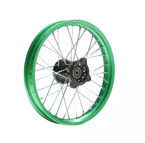 HMParts Alu Felge eloxiert 14 Zoll vorne grün 12 mm Typ2  Pit Dirt Bike Cross