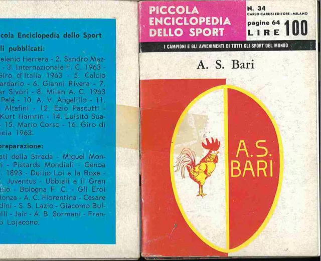 Piccola Enciclopedia Dello Sport N.34 As Bari-Carlo Carusi Editore