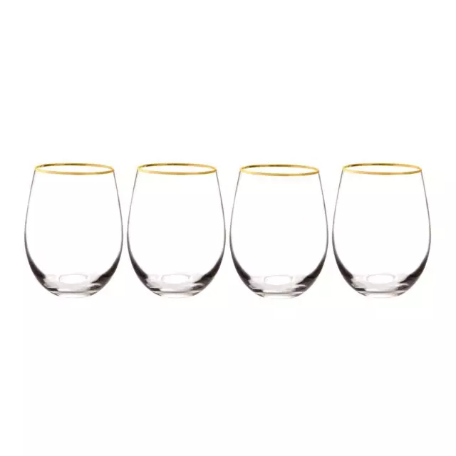 4 Cathys Concepts Personalized Gold Rim Stemless Wine Glasses 3