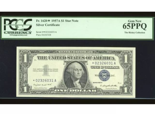 ⭐️1957-A $1 Silver ⭐️STAR Fr. 1620* PCGS 65 PPQ Serial *02326031A⭐️