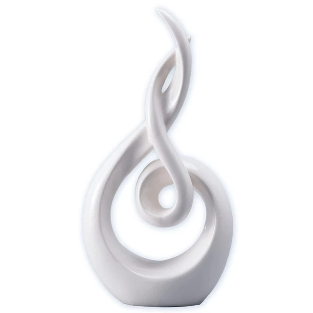 Modern Abstract Art Table Decoration - Ceramic Statue Modern White 2