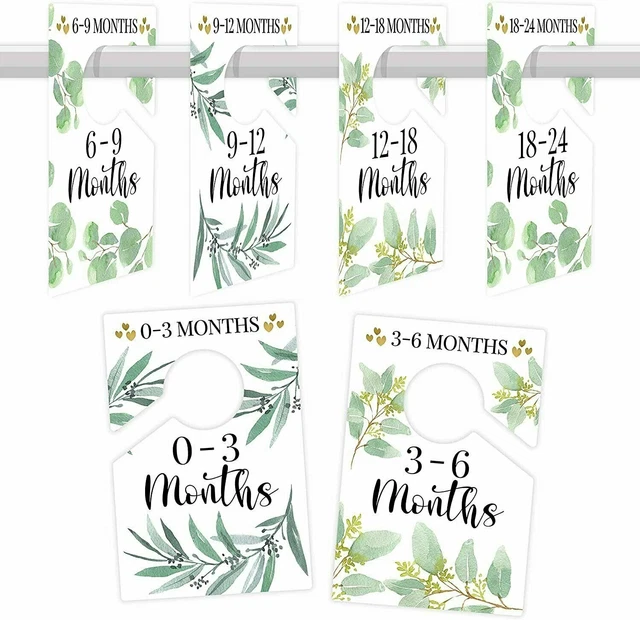 6 Hanger Dividers Baby Closet Size Dividers - Greenery Baby Closet Dividers,...