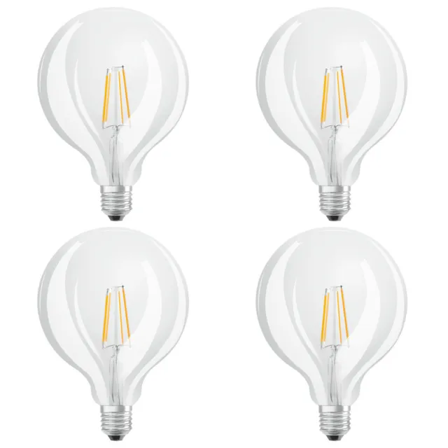 4 x Osram LED Filament G125 Globe 4W = 40W E27 klar 470lm warmweiß 2700K UVP 35€