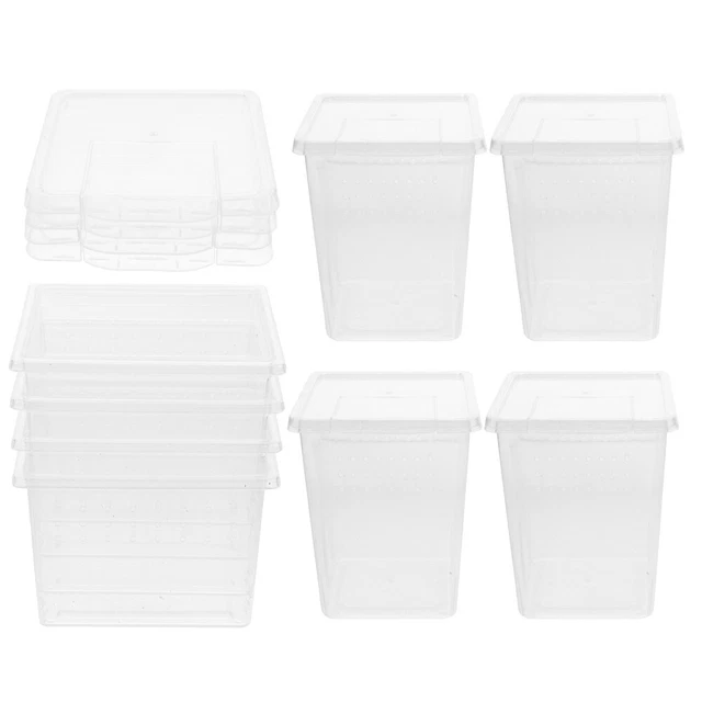 8 piezas caja de alimentación terrarios jaula ventilativa serpiente transparente
