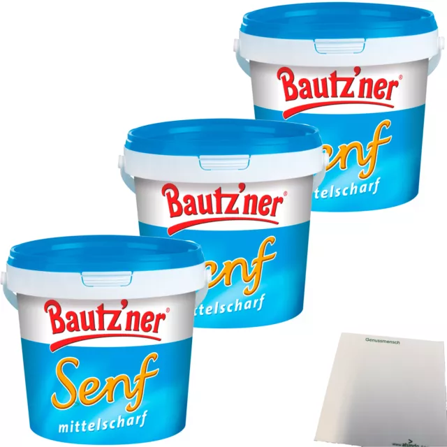 Bautzner Senf mittelscharf Rezeptur seit 1955 3er Pack 3x1kg Eimer usy Block