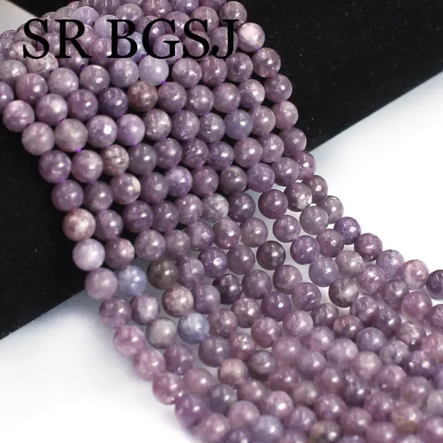 Natural 6mm Round Gemstone Purple Lepidolite Jewelry Beads Strand 15"