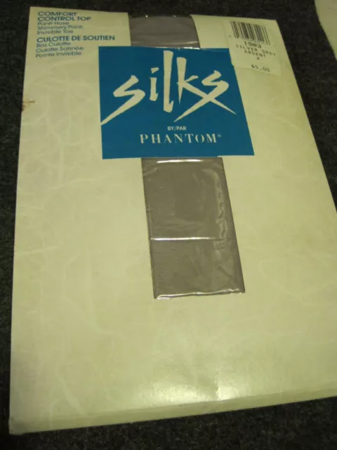 RARE Pantyhose Vintage SILKS Silver Grey A  by Phantom NIP