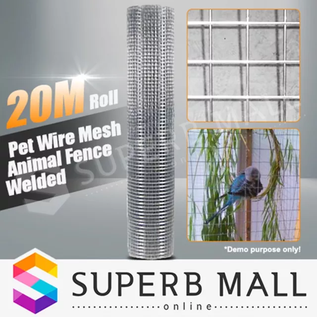 20 Metre Roll Welded Wire Mesh Pet Animal Fence Garden Farm Chicken Coop Fencing