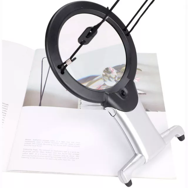 2 in 1 Magnifying Glass LED Illuminated Loupe Lens Neck Wear Handheld Magnifier