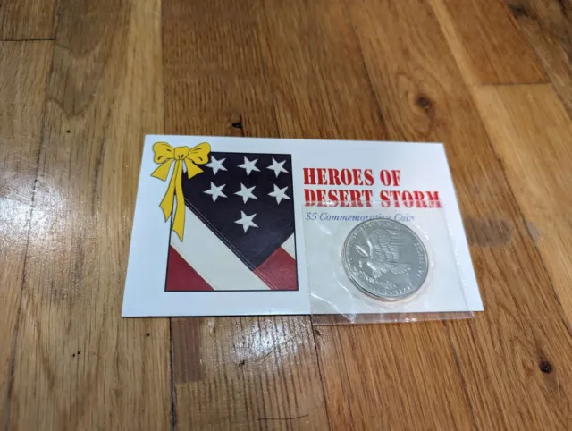 1991 Heroes Of Desert Storm $5 Commemorative Coin Sealed + Info Folder