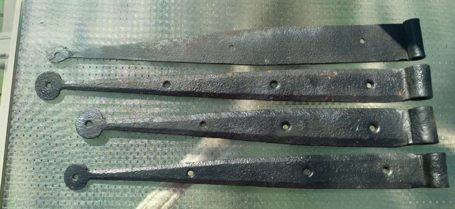 Vintage Hand Forged Wrought-Iron Barn Strap Hinges