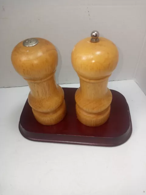 vintage Varved wooden salt and pepper shakers