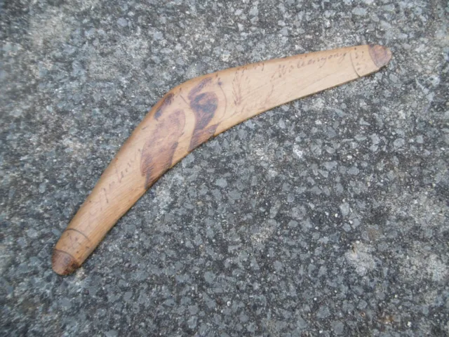 Vintage Wooden Boomerang With Artwork Wollongong Nsw Australia