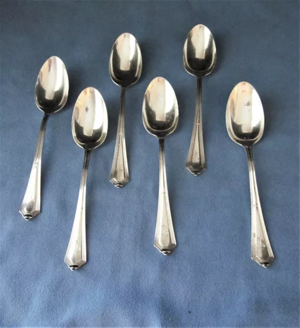 6 Gorham 1911 Plymouth Pattern Sterling Silver 5 1/2" Spoons-116 g-Mono.-Antique