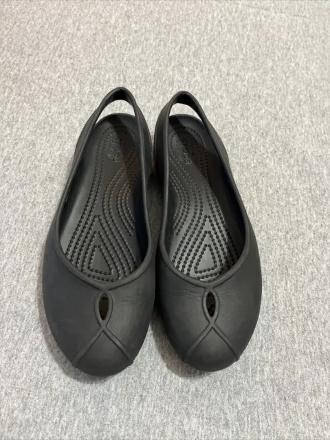 Crocs Olivia II Women’s Size 6 Black Slingback Ballet Flat Comfort Slip On Shoes