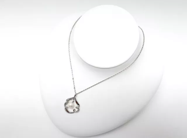 MIKIMOTO NECKLACE AKOYA Pearl 7.2mm Sterling Silver 925 Chain Pendant ...
