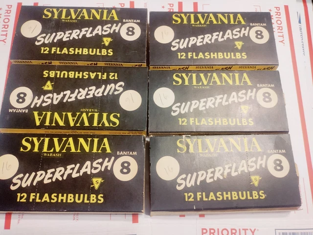 66 bombillas Sylvania Blue Dot Bantam 8 súper flash de lote antiguo de colección