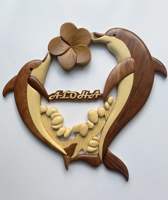 Hawaii Island Wood Collections Wall Decor Dolphins Aloha Beach Nautical