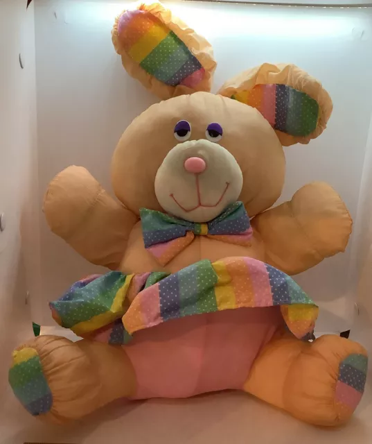 Dan Dee Plush Nylon Rabbit Rainbow Shirt Bow Stuffed Toy I'm a Dandee Rare Pet!