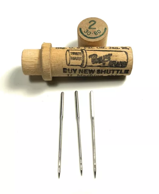 Antique Boye Sewing Machine Needles Wooden Tube No. 2 30-80