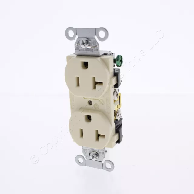 Hubbell Almond COMMERCIAL Duplex Receptacle Outlet 20A 125V NEMA 5-20R BR20AL