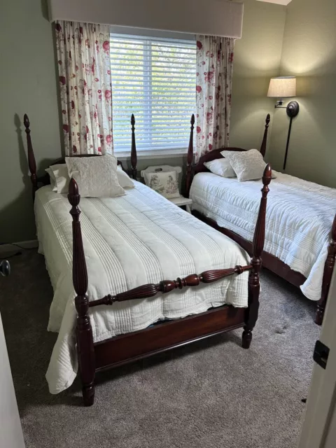 Antique Mahogany Four poster twin bed complete 2 available
