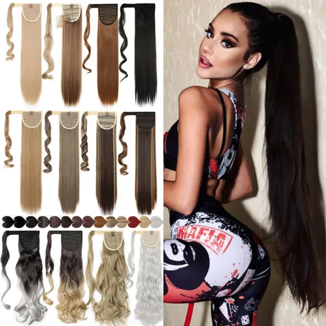 32" Long Real Thick Ponytail Clip In Hair Extensions Natural as Human Pony Tail