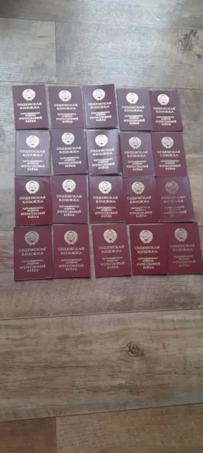 Job lot of 20 certificates Soviet Orders of Great Patriotic War, all filled.