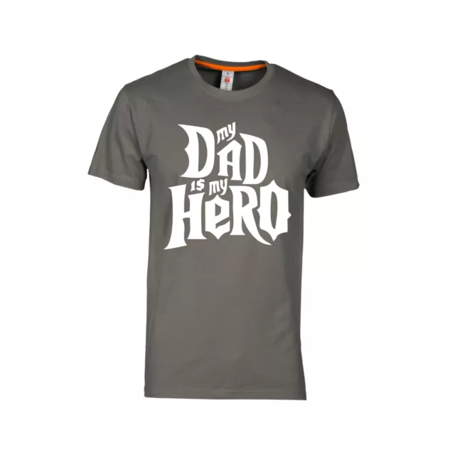 T shirt MY DAD IS MY HERO maglietta DIVERTENTE PAPA E' IL MIO EROE TSHIRT FESTA