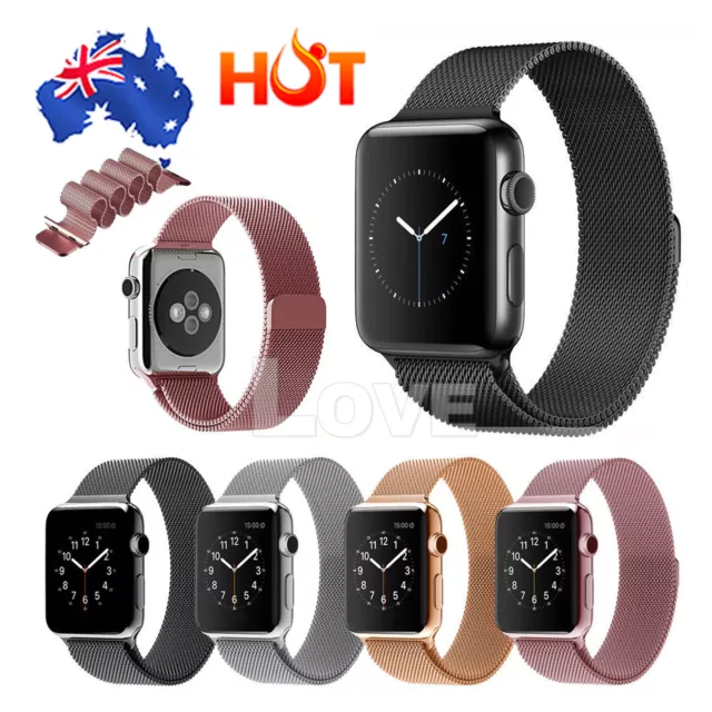 For Apple Watch Band Series 8 7 6 543 SE Magnetic Stainless Steel Milanese Strap