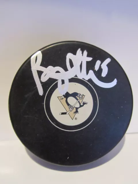 Bryan Trottier SIGNED PITTSBURGH PENGUINS LOGO PUCK AUTOGRAPH NY Islanders HOF