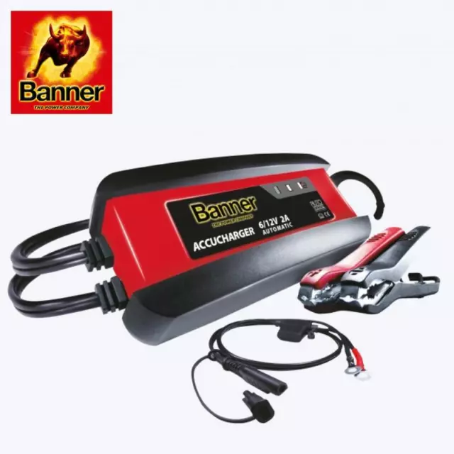 BANNER Accucharger 2A/6-12V Vollautomatisches Ladegerät aufladen Starterbatterie