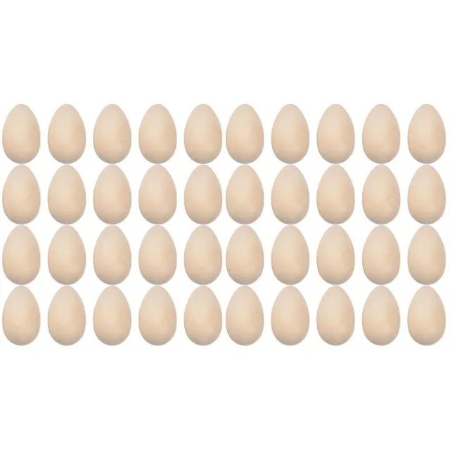 40 Pcs Wooden Imitation Eggs Easter Party Toys Unfinished Basket