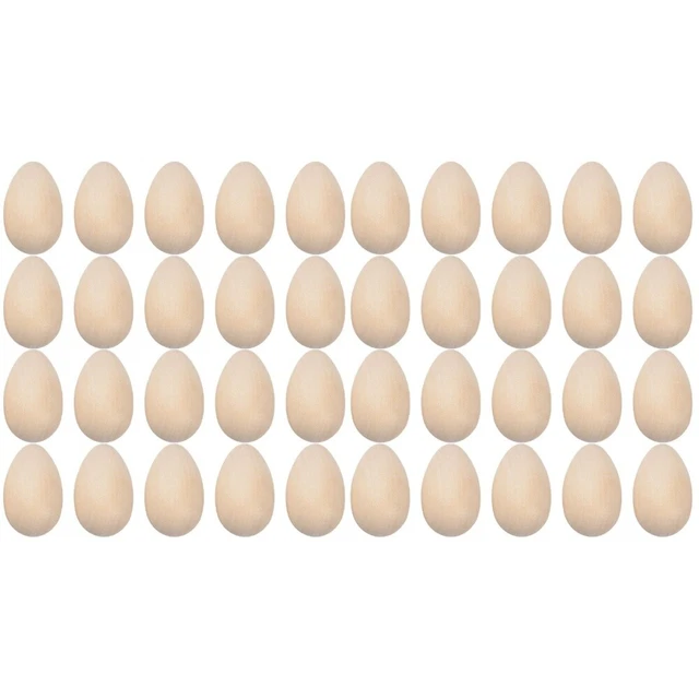 40 Pcs Wooden Imitation Eggs Easter Party Toys Unfinished Basket