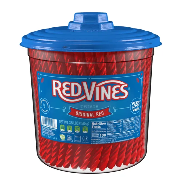 Red Vines Twists Original Chewy Licorice Bulk Candy Jar 3.5 Lbs Fast Shipping