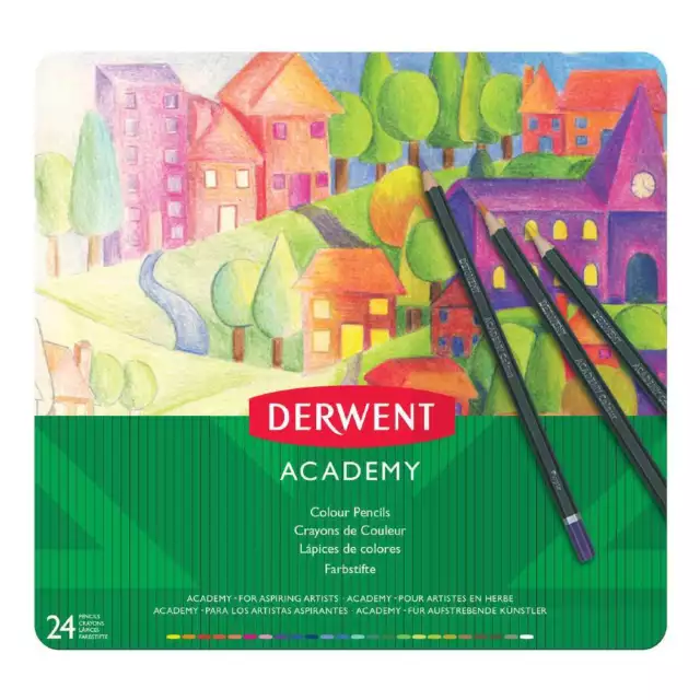 NEW Derwent Academy 24 Pack Colour Pencil Tin By Spotlight