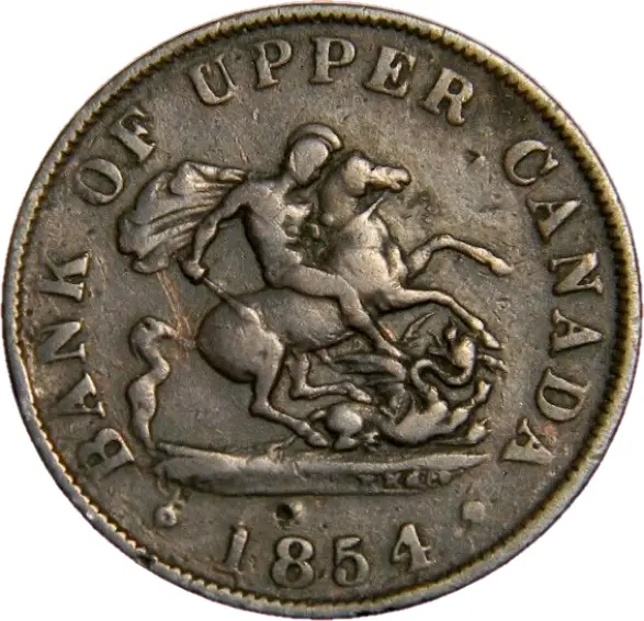 1854 Bank Of Upper Canada Half Penny Token  (01967)