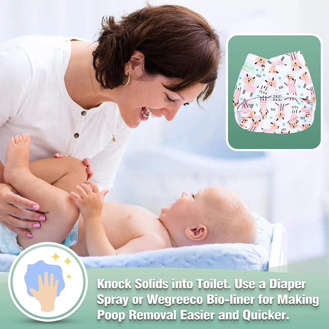 Washable Reusable Baby Cloth Pocket Diapers 6 Pack + 6 Bamboo Inserts(With 1 Wet 5