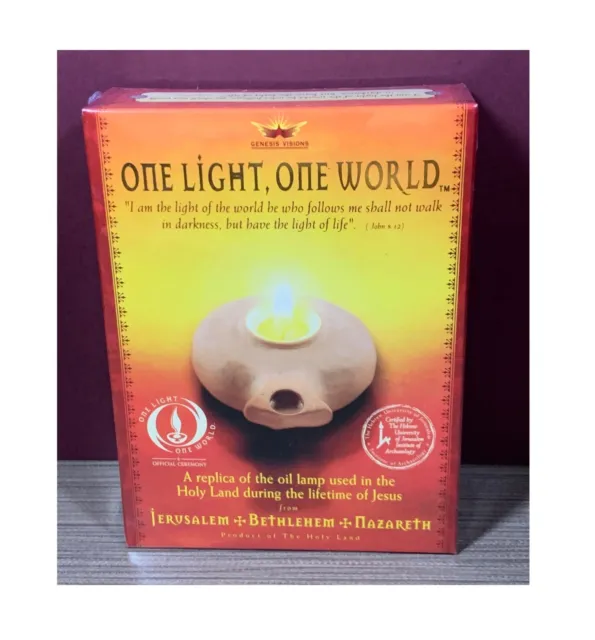 19998 Vtg One Light, One World-Replica Of Jesus Oil Lamp Used In The Holy Land