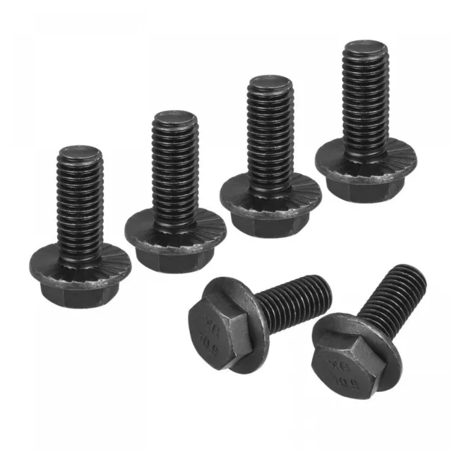 6pcs M12x30mm Hex Serrated Flange Bolts Grade 10 9 Carbon Steel Screws