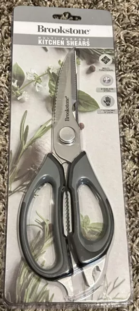 Brookstone 6-in-1 Multi-Functional KITCHEN SHEARS Stainless Steel Scissors - NEW