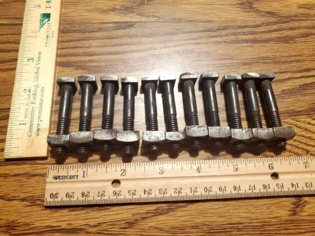 LARGE LOT of 11 Antique NOS square head machine Bolts 5/16" x 2" inch with NUTS